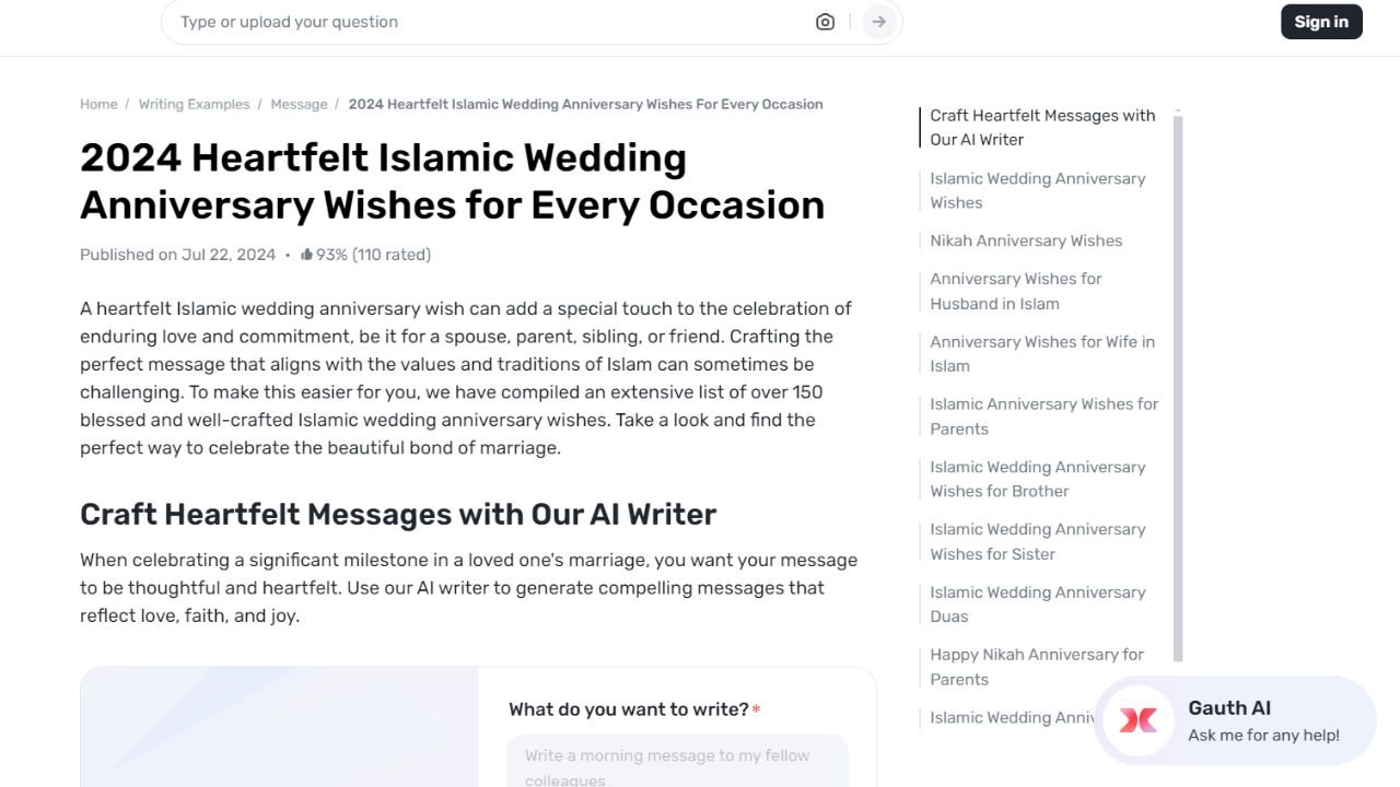 Crafting Heartfelt Islamic Anniversary Wishes with the Help of Gauth